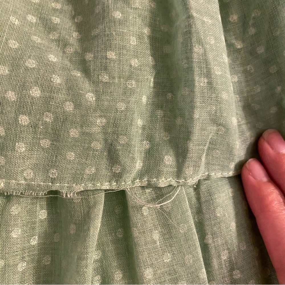 Vintage Wild Honey 70s semi sheer green polka ruffle cottagecore prairie dress - Picture 6 of 16
